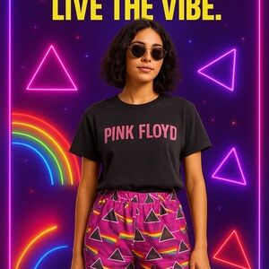 Pink Floyd Pink Geometric Colorful Shorts with Pockets Excellent Condition